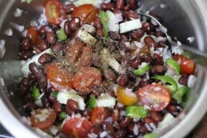 dressing ingredients added to kidney bean salad