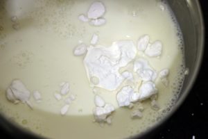 cold milk added to rice flour