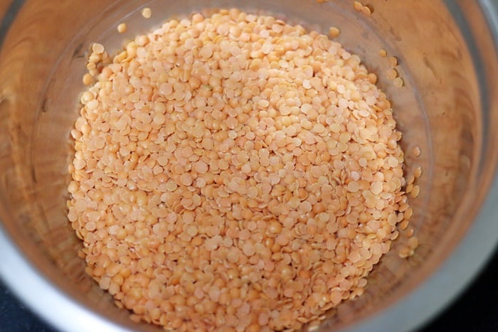 split red lentils in a large bowl