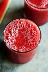 Homemade fresh watermelon juice in a serving glass