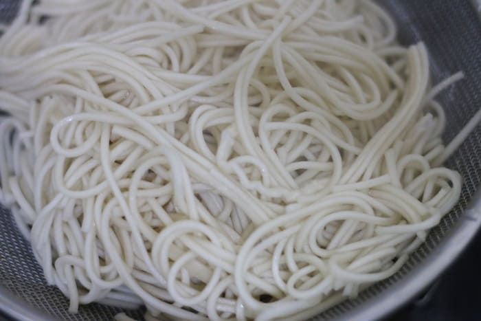 drained al dente noodles