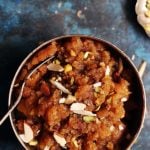 overhead shot of wheat flour halwa